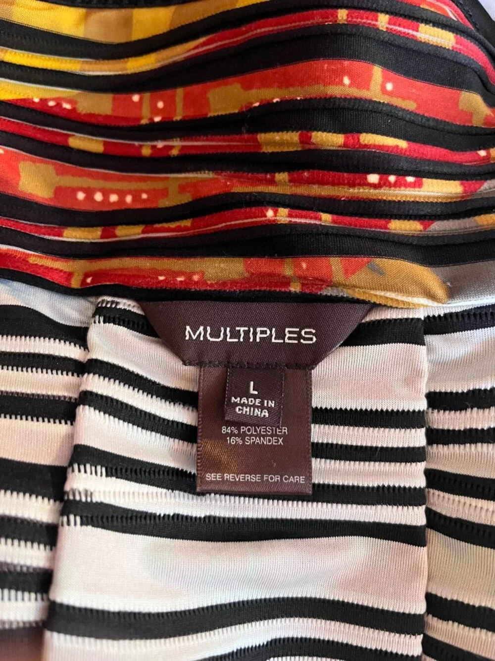 Multiples Size L Textured Striped Knit Jacket Autumn Colors